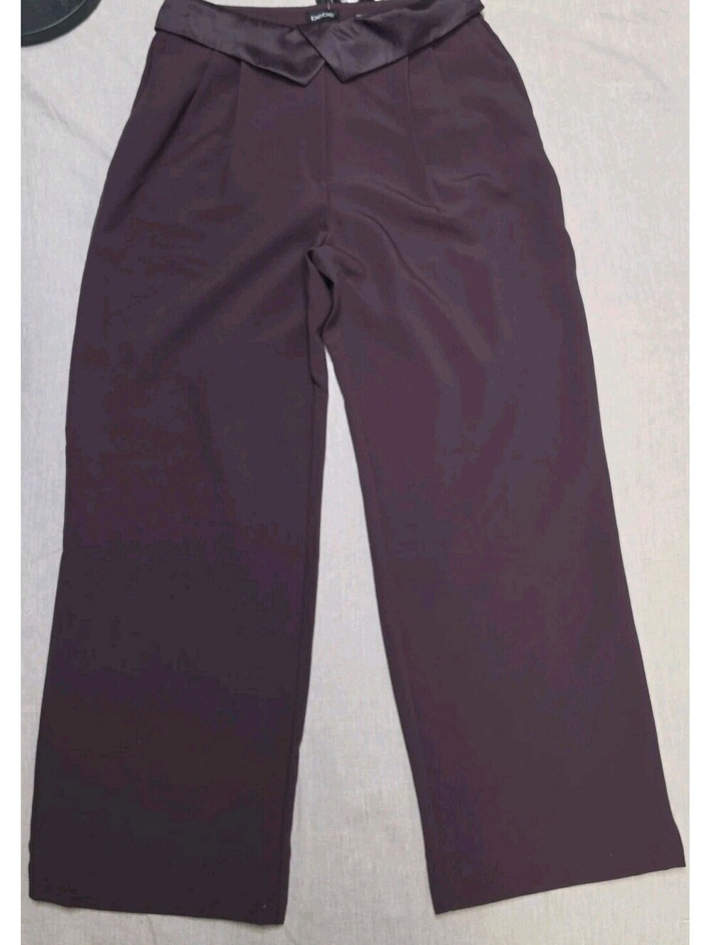 bebe Purple Dress Pants 10 Plum Wide Waistband Satin Trim 33 Inseam NWT